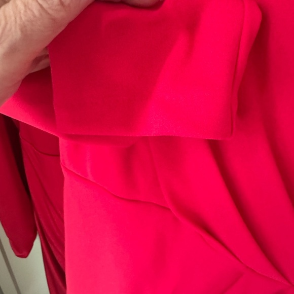 EUC Dillards Julia Jordan Ruched Wrap Dress V-Neck Pinkish Red Sz 12 Worn 1x - Picture 7 of 12